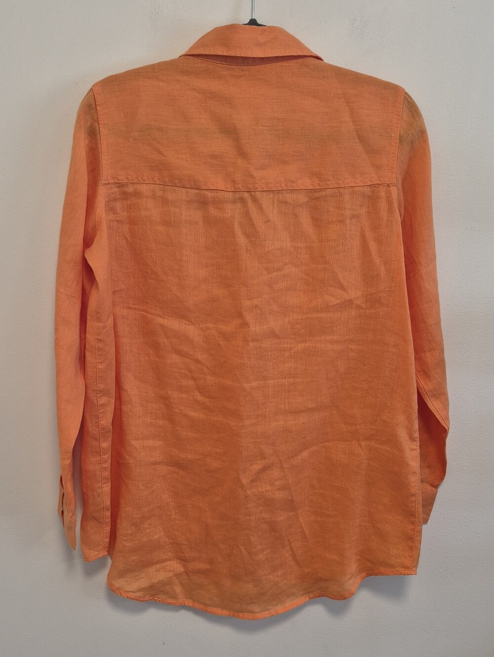 NEW Sigrid Olsen 100% Linen Button Up Shirt Orange Roll Tab Sleeves Women’s Sz S - Picture 7 of 11
